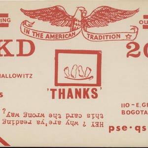 Vintage Ham Radio QSL Karte: KKD2016 Bogota NJ, 1960s AM Funkamateure Ephemera
