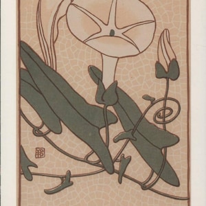 Carte postale art nouveau, art japonais, gloire du matin, moderne R000836