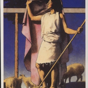 Maxfield Parrish - Berger à la robe violette (1899) - Reproduction de carte postale d'art de 1995 inutilisée - R001258