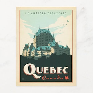 Québec, Canada, affiche colorée et moderne style voyage, carte postale Z270315
