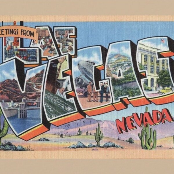 Las Vegas NV, Large Letter Greeting, REPRO Vintage Postcard Z893132