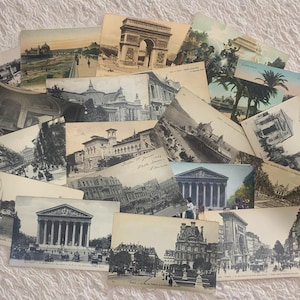 Vintage French Postcard Lot: 20 Antique Ephemera for Collage & Scrapbooking
