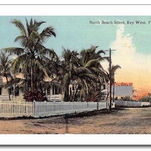 N. Beach St., Key West, Floride Carte postale d'inspiration vintage des années 1910