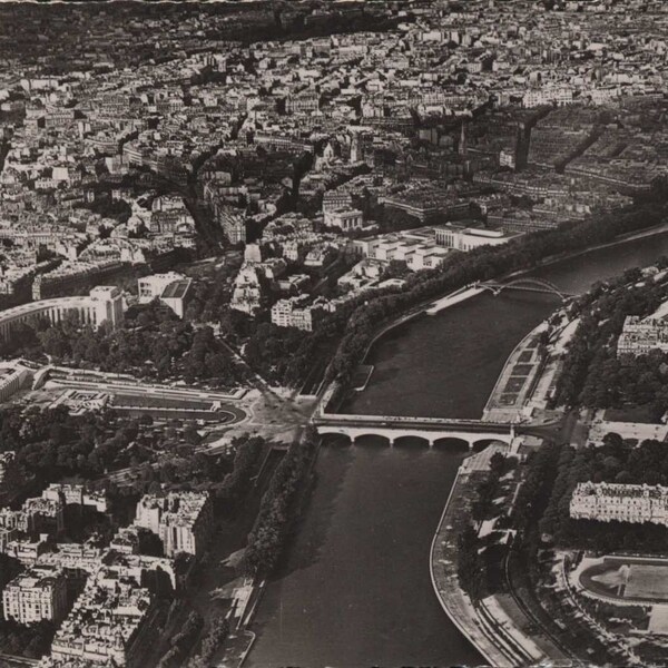 Paris, France, 1953, L'Arc de Triomphe, Eiffel Tower, Aerial View, Real Photo, Vintage Postcard, FR001264