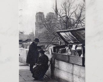 Vintage Paris Postcard: Notre Dame & Seine Book Sellers, 1910s