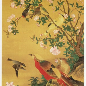 Oki Ichiga, art, Japon, période Edo, fleurs, art asiatique, c1600s, carte postale moderne vintage R001529