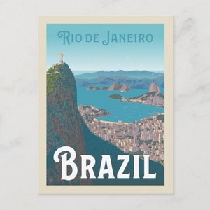 Carte postale Z006439 Rio de Janeiro, Brésil, Amérique latine, style affiche de voyage colorée