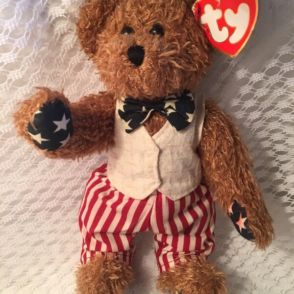 TY Beanie Baby Rare Revere- Patriotic Bear