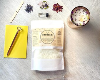 Il kit per realizzare candele con intenzione / Infuso di cristalli e petali di rosa / Crea candele di soia