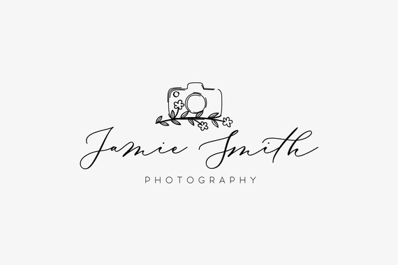 Photography Logo Design Using A Camera Floral Camera Logo Etsy