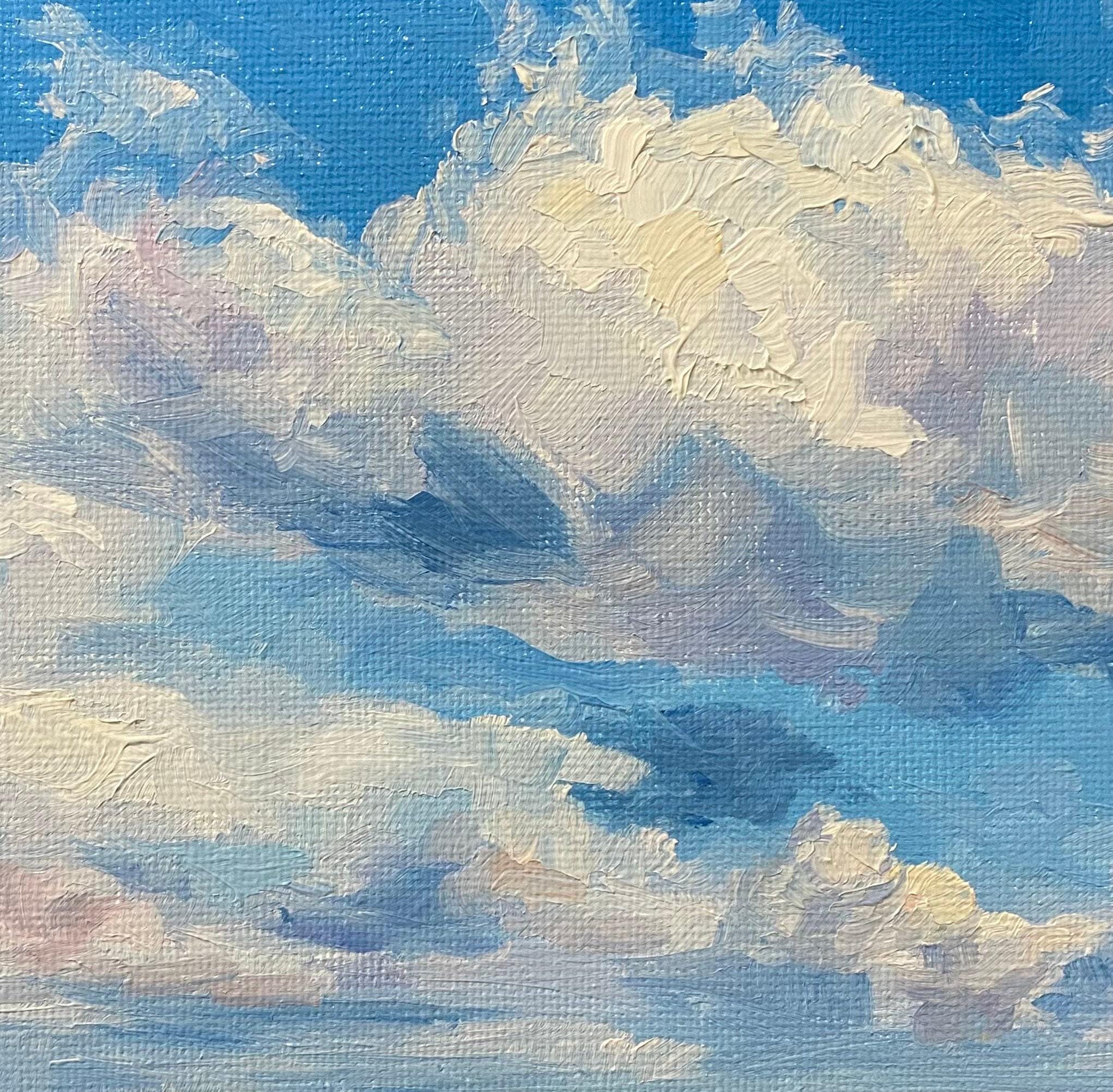印象派風雲風景画、オリジナル油絵、6×8インチ、キャンバスパネルに