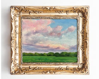 Coucher de soleil impressionniste, peinture à l'huile originale, 15 x 20 cm, huile sur panneau de toile