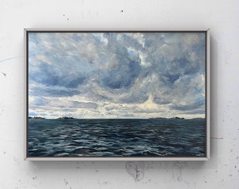 Waterscape Painting, 30x40" Great Lakes, oil on canvas, original painting