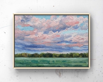 Coucher de soleil impressionniste, peinture à l'huile originale, 12,7 x 17,8 cm, huile sur panneau de toile