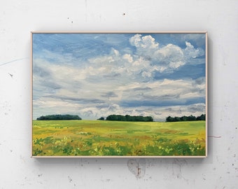 Original Painting, Not a Print,A Bright Landscape Wall Art, 8x10 oil on wood panel.
