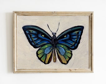 Moth Painting, Original Painting, Still Life Art, 5x7 oil on paper