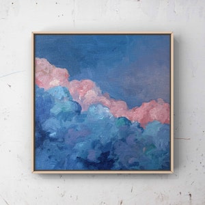 Bright Impressionist Wall Art, Cloudscape Clouds, Original Oil Painting, 6x6 inches, oil on canvas panel