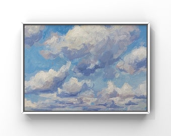 Cloud Painting, Minimalist Wall Art,  Original Painting, 5x7 acrylic on canvas panel