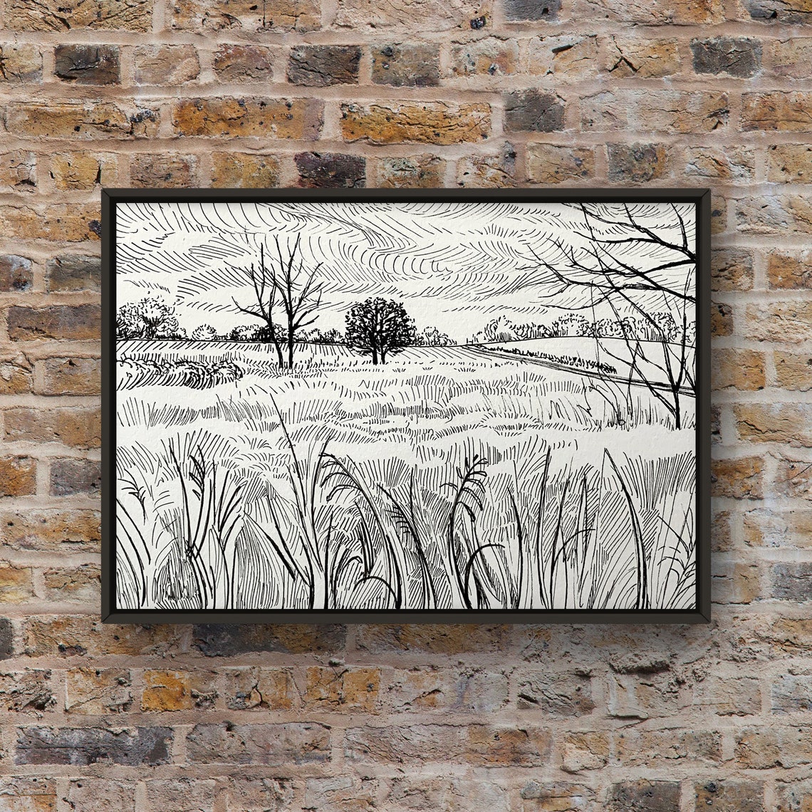 Original Ink Drawing Gift for Her Landscape Illustration Etsy
