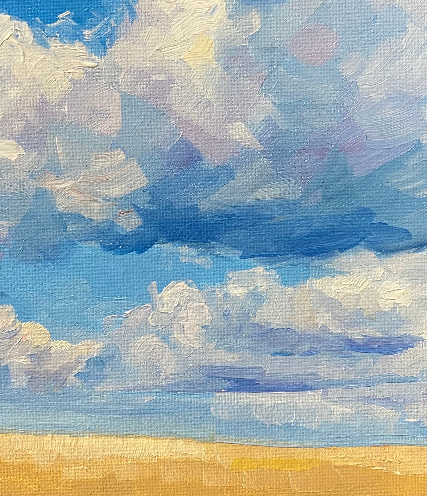 印象派の雲の風景、オリジナル油絵、6x8インチ、キャンバスパネルに