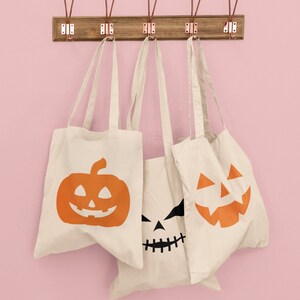 Halloween Pumpkin Canvas Tote Bag - Halloween Trick or Treat Bag - Trick or Treat Tote - Spooky Season Tote Bag - FREE Shipping!