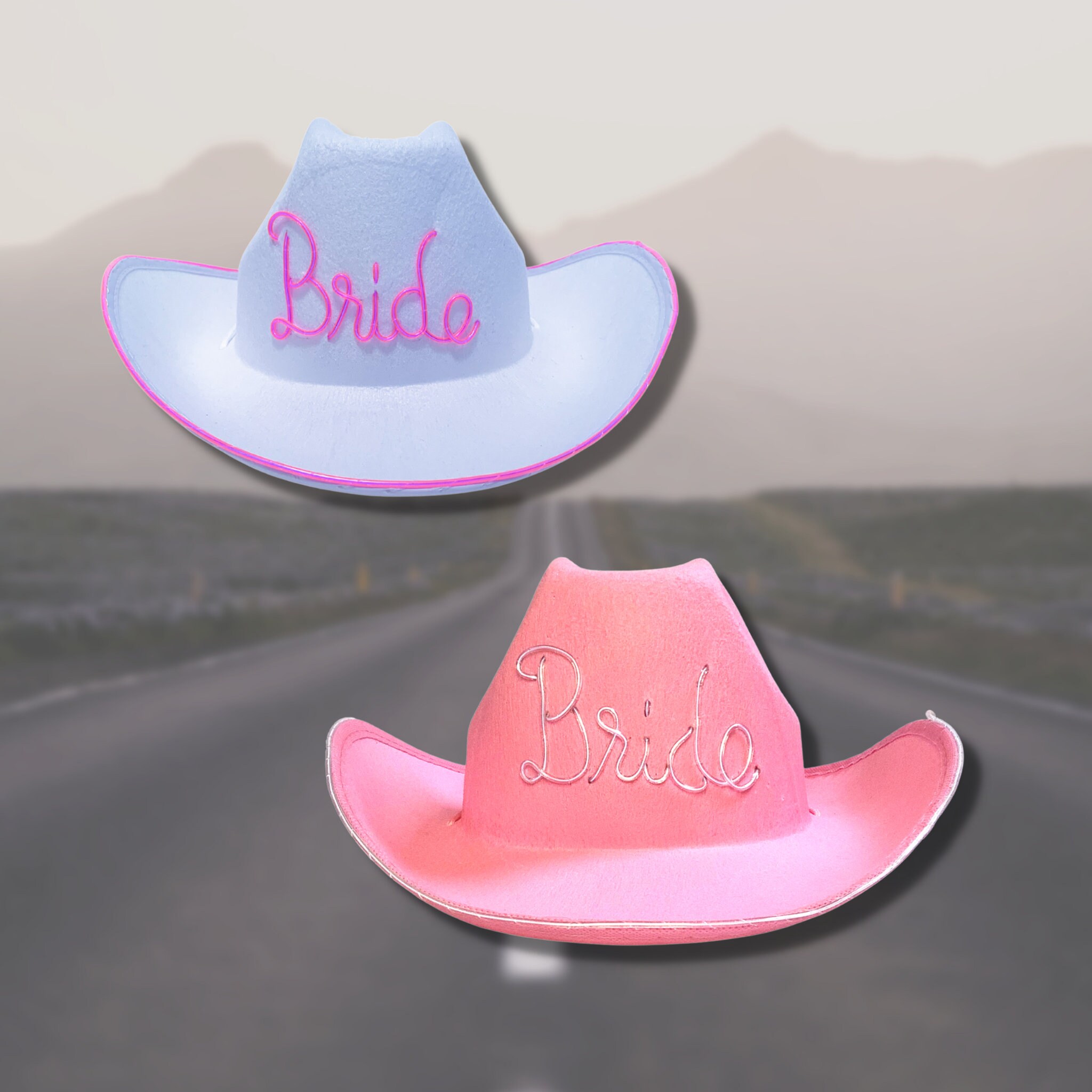 Two Bride Light up Cowboy Hats | Etsy