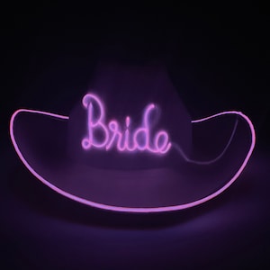 Pink Bride Cowgirl Hat - Glow in the Dark - Nashville Bachelorette Cowboy Hat - Bride's Last Ride - Country Western Hat