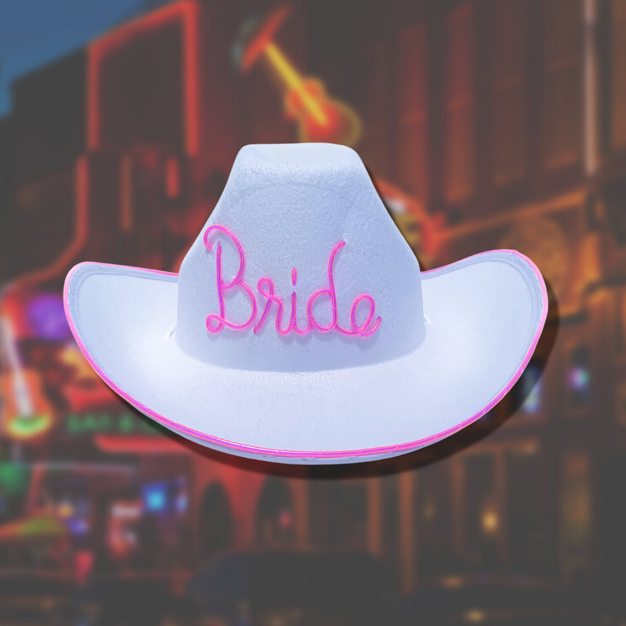 Light up Bride White Felt Cowboy Hat 