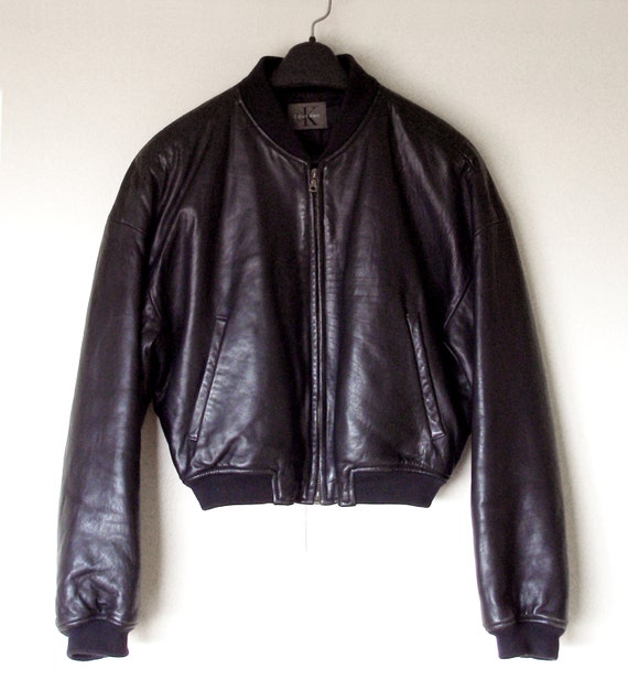 calvin klein leather bomber jacket