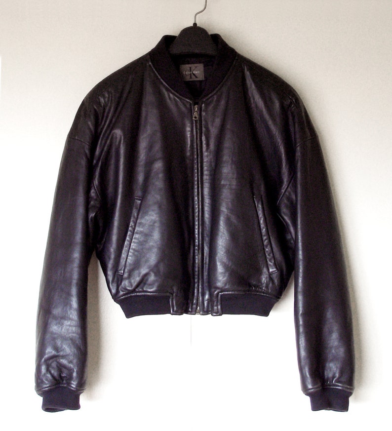 Leather bomber jacket by Calvin Klein USA | Etsy
