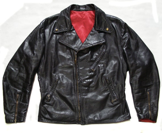 Vintage half-belted motorcycle jacket