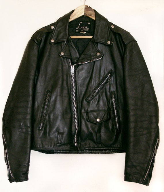 70's thick leather motorcycle jacket by Lesco