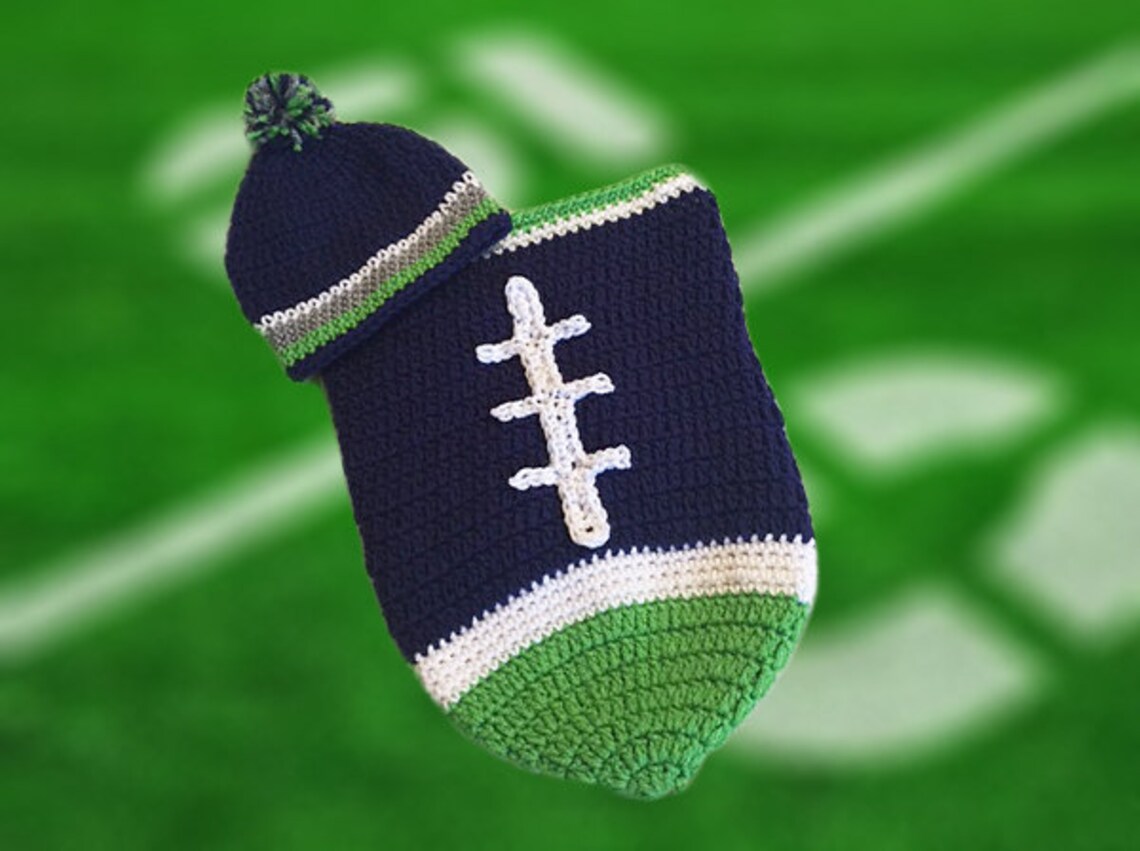 Seattle Seahawks Baby Boy Football Cocoon & Hat newborn to 3 Etsy