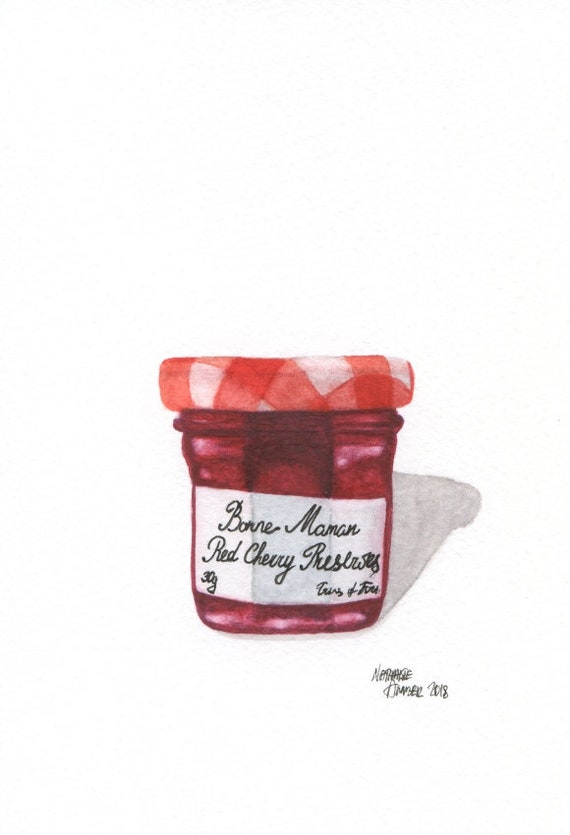 Bonne Maman Red Cherry Jam Original Painting Dessert Etsy