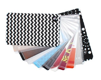 Black White Chevron Fabric Card Holder – Zig Zag Wallet Organizer