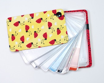Credit card pouch,  Small ID wallet, Ladybug or lady bug pocket card holder