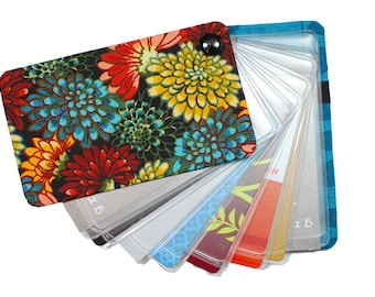 Minimalist wallet. Credit Card Holder. Colorful fabric. Plastic Sleeve. Mary by graydogg