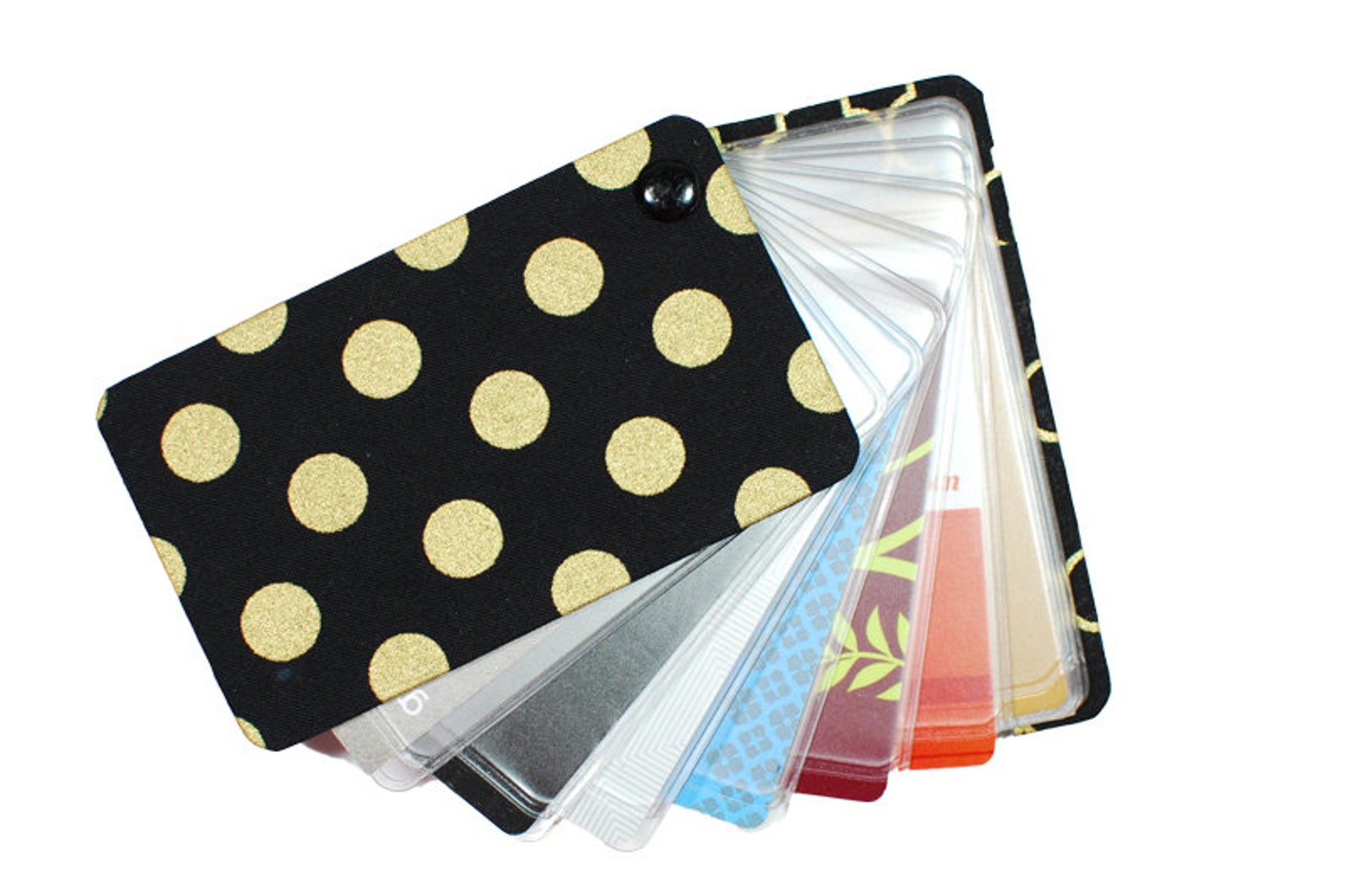Elastic Band Credit Card Holder Pocket Size Wallet Polka Dot Gilda by