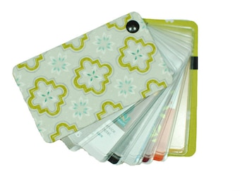 Fabric Business Card Holder Organizer, Patterned Swivel Contact Card File