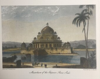 Hand coloured “Views of India” print, antique print, home decor, wall art, lithograph,interiors