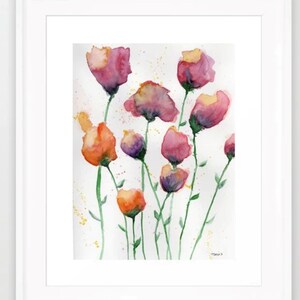 Poppies, poppies art, poppy painting, flowers painting, flower art, watercolor, watercolor poppies, gift, gift ideas, framed art