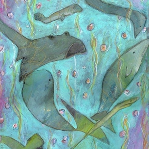 marine life greeting card, card, note card ocean animals, blank card, whimsical ocean creatures