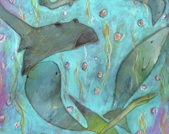 Whimsical Ocean Creatures Greeting Card: Marine Life Note Card