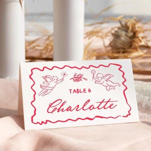 Handgezeichnete Namenskarten, Italienische Hochzeit Platzkarten, Tischdekoration, Lebensmitteletiketten, Pinke Namenskarten