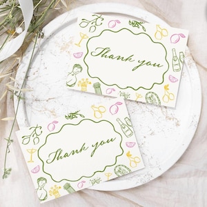 Tarjeta de agradecimiento de verano, tarjeta de agradecimiento de cumpleaños italiana, tarjeta de agradecimiento de despedida de soltera cítrica, tarjeta de agradecimiento de baby shower de limón