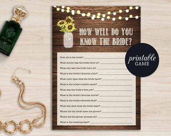 How well do you know the Bride Sunflower Bridal Shower Game Rusti Who knows the bride best game printable