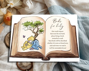 Winnie the pooh Books for baby card Bring a book instead of card Printable Book Request Girl - Boy Classic Winnie the pooh baby shower game