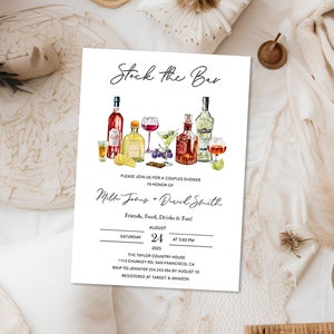 Stock the bar Couples Shower invitation template Stock the bar invitation editable Co ed shower Stock the bar wedding shower invite