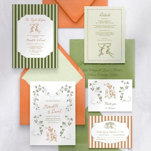 Efeu-Hochzeitseinladungspaket Handgezeichnete Hochzeitseinladung, Hochzeitseinladung zur Probeessen, Greenery Botanischer Garten Hochzeitseinladung