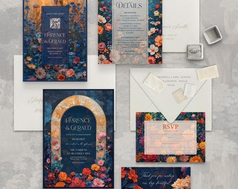 Floral Wedding Invitation Suite: Art Nouveau Fantasy Garden